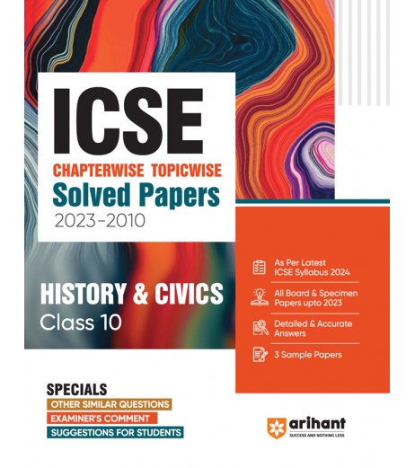 Arihant ICSE Solved Papers History and Civics Class 10 for 2024 examination